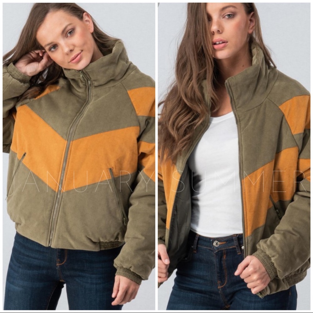 ❄️OLIVE CREAM PUFFER JACKET